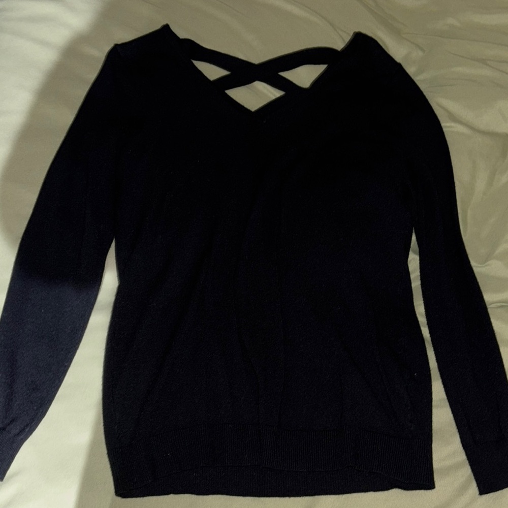Black Crisscross Back Sweater